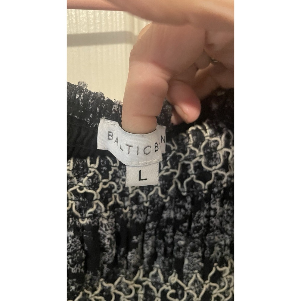 Baltic Born Black Floral Smocked Maxi Dress Large Cottagecore Puff Sleeve Boho - Picture 6 of 9